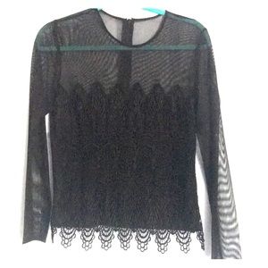 Scalloped black dress top